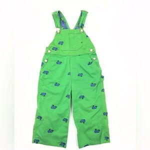 Vintage Lilly Pulitzer Overalls Size 3T Green Embroidered Blue Whale Print Bibs